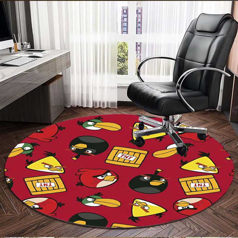 Angry Birds Print Round Rug, Washable Floor Carpet, For Entryway Dorm Laundry Room Office Study, Home Decor Birthday Christmas Gift