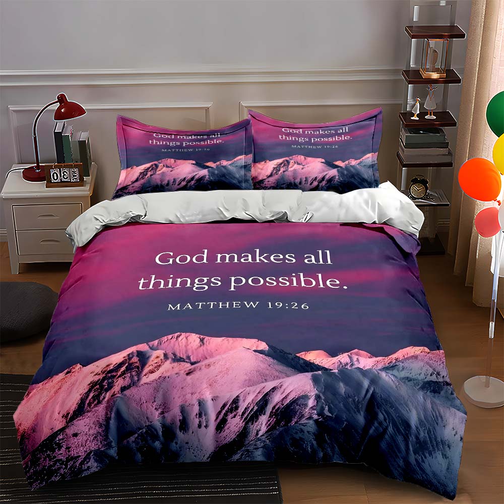 

Pink mountain landscape. Bedding Duvet cover sets Duvet covers Pillowcases gifts (1 * Duvet Cover 2 * Pillowcases, without duvet insert) 135x200cm