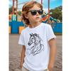 European Sizes Boys' T-Shirt Horse Head Abstract Line Art Design, Ideal for Outdoor Activities, Soft Knitted Top, Comfortable And Breathable