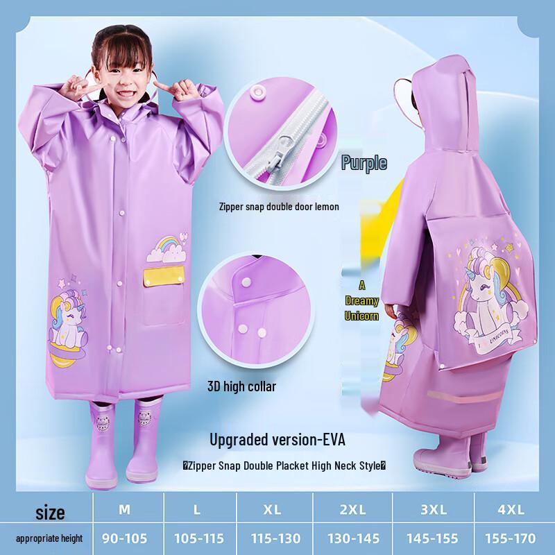 Kids  Cartoon EVA Raincoat with Backpack Space