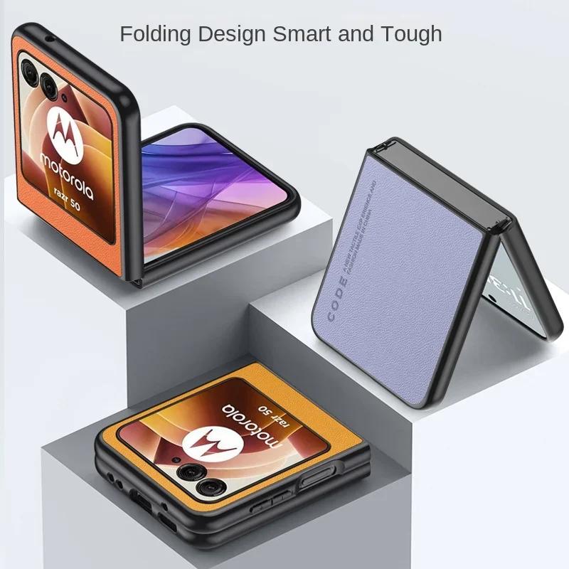 Luxury Premium Leather Cover For Motorola Razr 50 Ultra Moto Razr50 50Ultra 2025 Razr40 2025 Shockproof Hard Plastic Phone Case