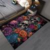 Colorful Skull and Floral Pattern Carpet for Living Room Decor Suitable for use as an anti-slip for living room bedroom sofas
