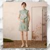 Bailuyu New Chinese Style Embroidered Stand Collar Qipao Dress