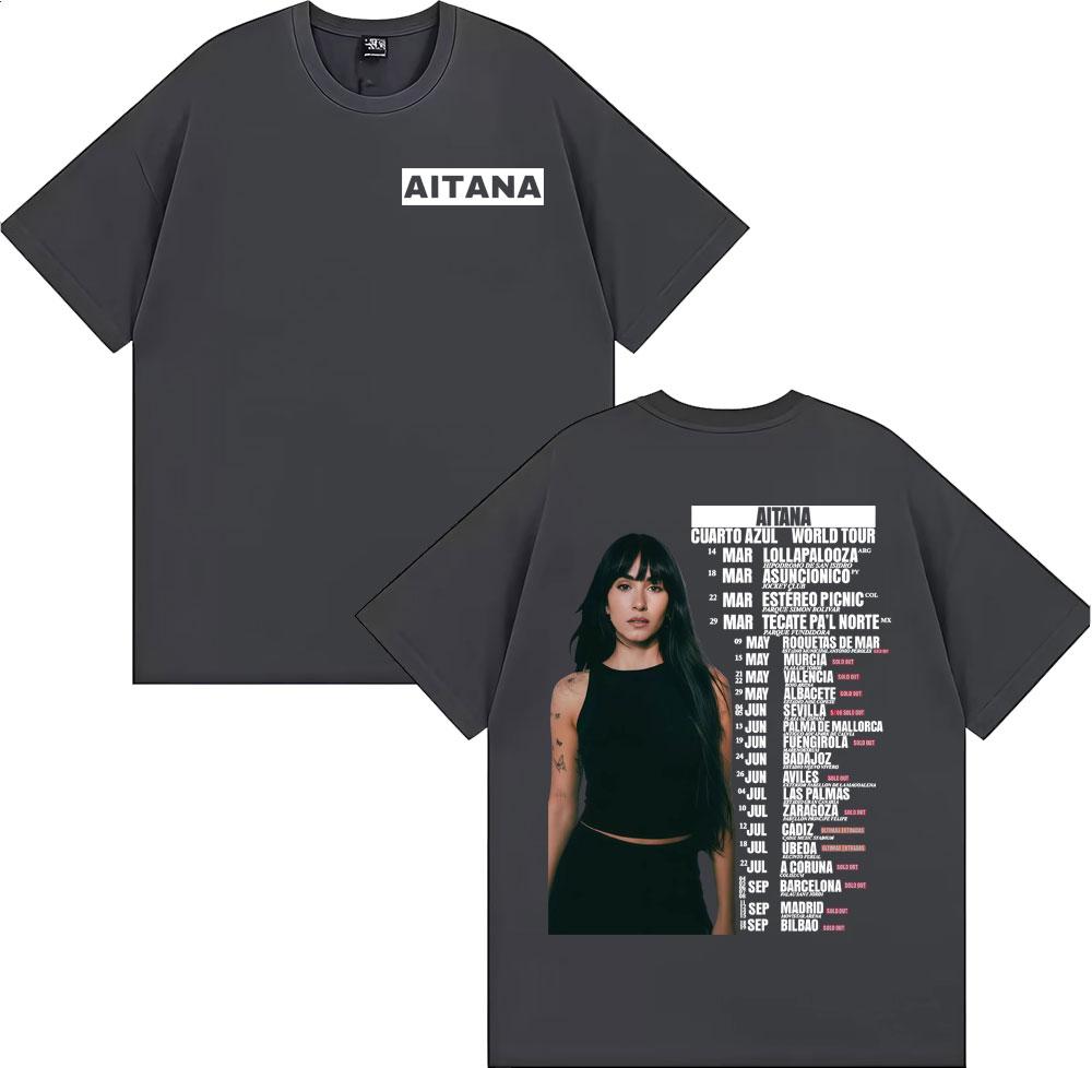 Aitana Cuarto Azul Wdrld Tour 2026 T-Shirts Herren Damen Hip Hop Hipster High Street T-Shirt Lässig 100% Baumwolle Kurzarm T-Shirt