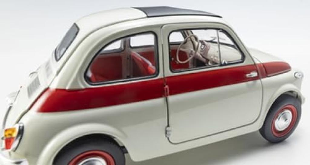 Kyosho Original Scale Fiat Nuova 500 Sport Finished Product KS08966SLG 1/18 (Light Gray/Red Line)