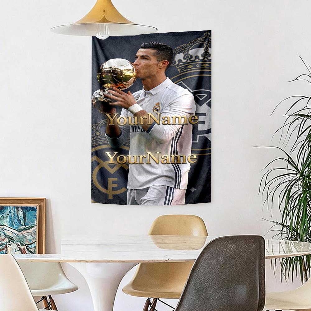 Cristiano Ronaldo Custom Jouw Naam Muurdecoratie Wandkleed Kunst Voor Huisdier Herdenking Verjaardag Bruiloft Feest Achtergrond Familiecadeau