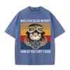 2026 Vintage Pilot Cat Mike Echo Oscar Whiskey Graphic Washed T Shirt Retro Military Style Men Women Oversized Casual Streetwear