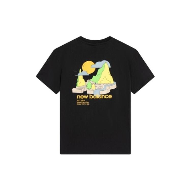 New Balance Graphic Print Tee Asia Sizing Black Yellow Green Men s AMT22366-BK L