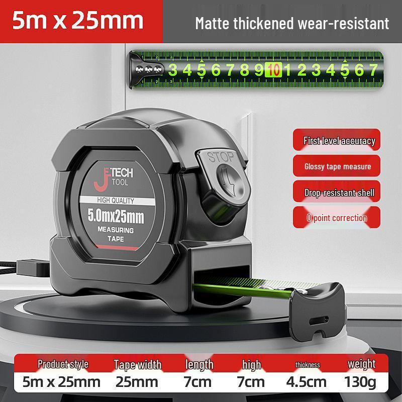 High-Precision Fluorescent Self-Locking Steel Tape Measure – 5m, 7.5m, 10m, Thickened & Wear-Resistant