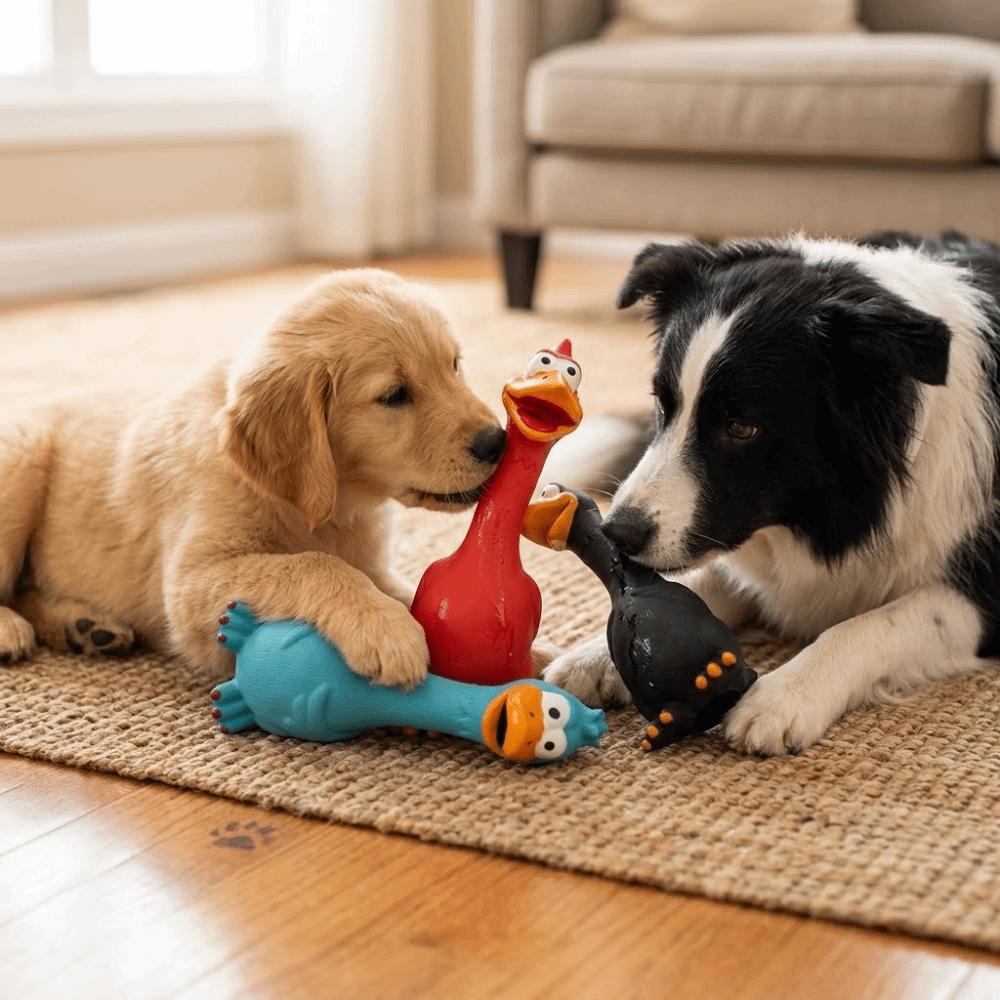 Pure Rubber Dog Toy Bite Tough Screaming Chicken Toy Safe Non Toxic Latex Squeaky Toy  Home Pet Use синий