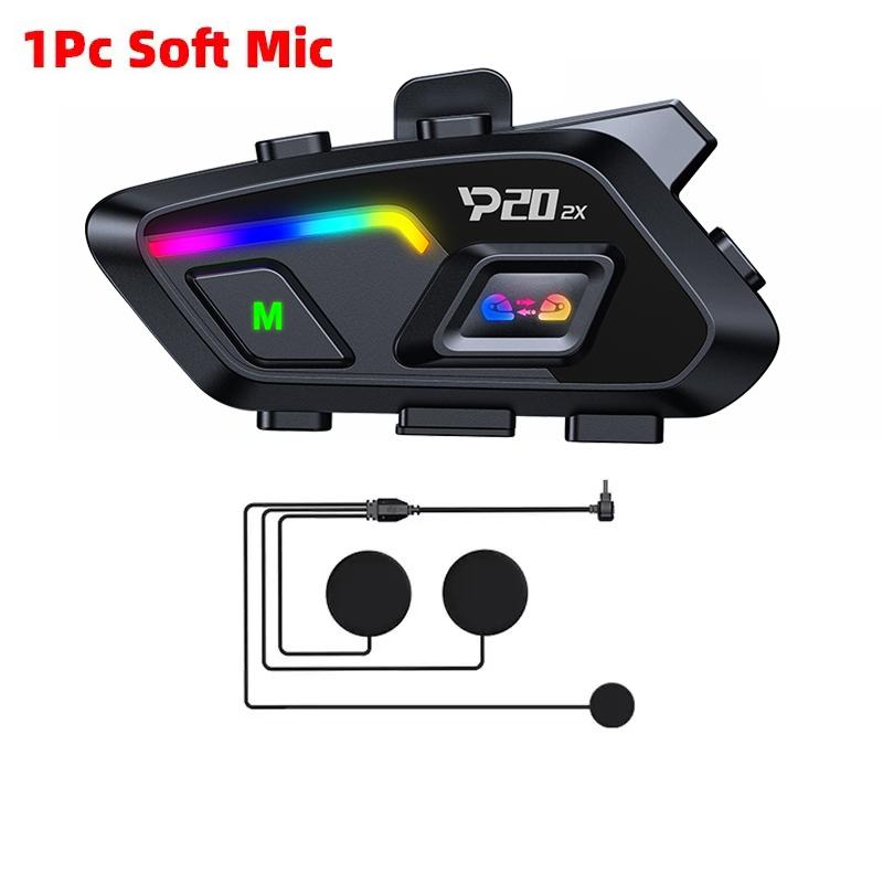 1/2Pcs P20 2X Motorcycle Helmet Intercom Bluetooth Headset Long Standby 1000mAh MP3 Player Waterproof Hands-free Interphone
