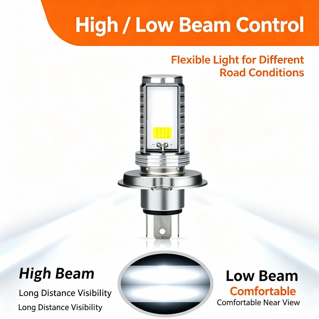 H4 LED Moto H6 BA20D LED Motorcycle Headlight Bulbs 2 Sides COB White 6000K Hi Lo Lamp Scooter Accessories Fog Lights 12V