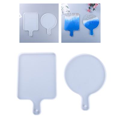 Moule en résine époxy UV pour plateau de service, bricolage, dessous de verre fait à la main, plateau à fruits avec poignée, moule en résine, moule en silicone