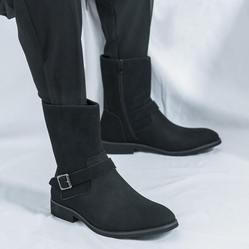 Fashion Winter New Fashion Men's Pointed Suede Leather Chelsea Ankle Boots  Male Casual Luxury Brand High-top Shoes Zapatos Hombre