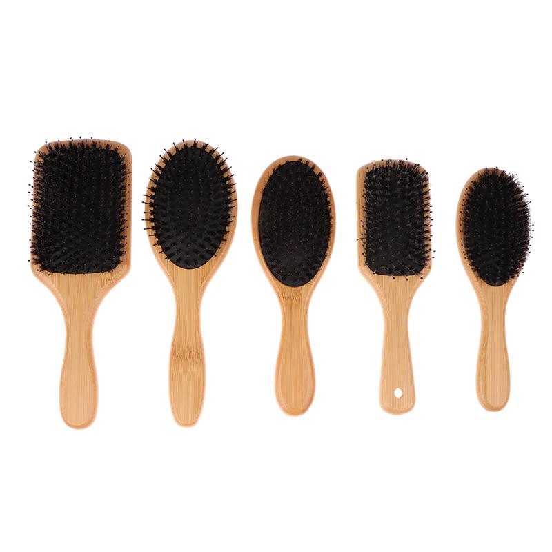 Brosse à cheveux en poils de sanglier pour femmes, brosse à cheveux en bois et bambou, brosse professionnelle pour cuir chevelu bouclé, peigne pour soins de beauté des cheveux, outils de salon