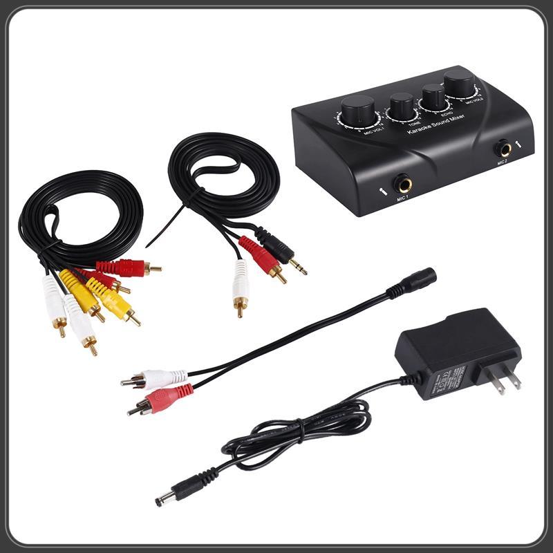 New Arrival Portable Dual Mic Inputs Audio Sound Mixer For Amplifier & Microphone Karaoke Ok Mixer