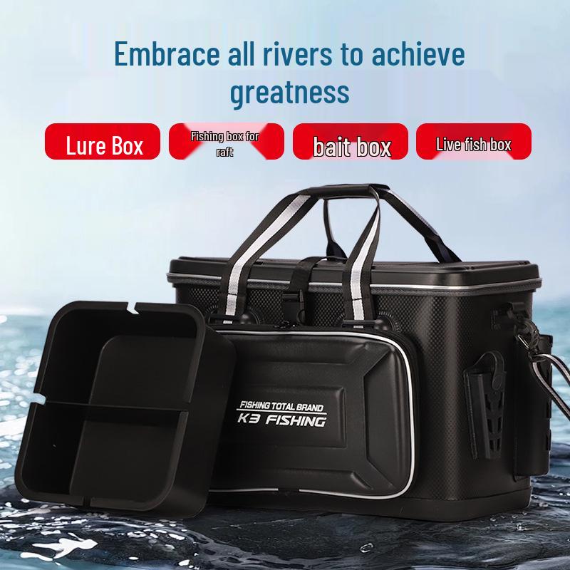 Thickened Multi-Functional Fishing Bucket & Seatable Tackle Box with Hard Shell, Full Set for Live Fish & Lure Fishing Gear