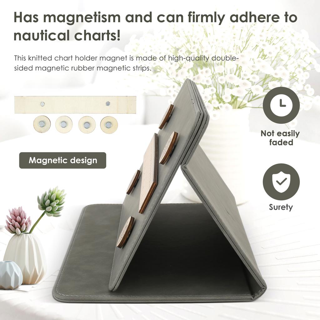 Stricknadel-Halter Faltbarer Strickmuster-Halter mit herzförmigen Magneten und Lineal 7×10,2 Zoll Strickmuster