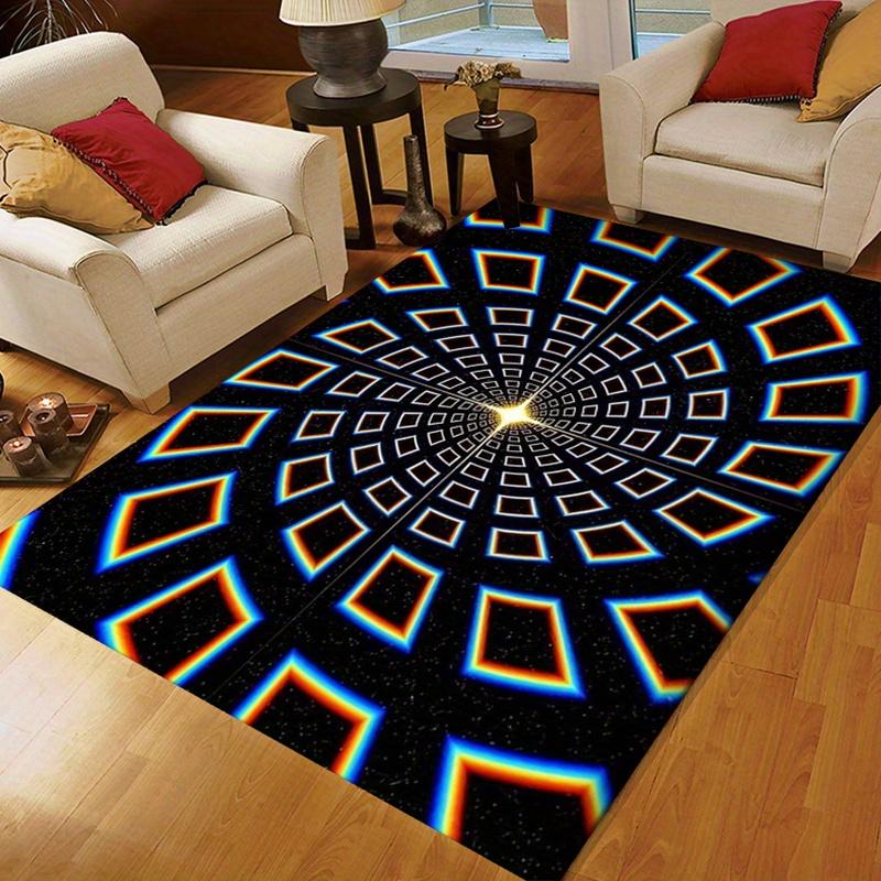 Kristall-Samt Rutschfester Teppich Polyester | Lebhafter Visueller Kreisdruck mit Buntem Geometrischem Design | Mehrgrößenoption