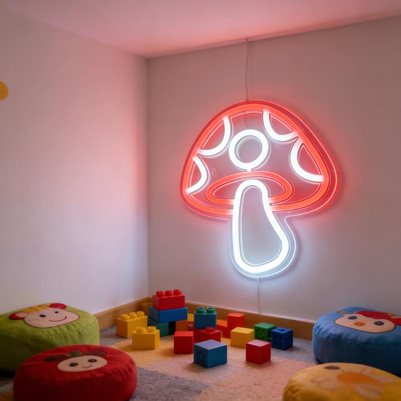 Mushroom Neon Sign Led Mushroom Neon Light 3d Wall Art Mushroom Night Neon Signs For Wall Decor Game Room Bedroom Decor