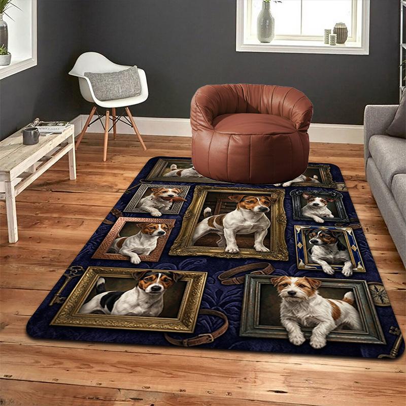 Canine Portraits Gallery Pattern Rug Floor Mat for Living Room or Bedroom Soft and Comfortable Carpet a Gift for Birthday and Holiday.