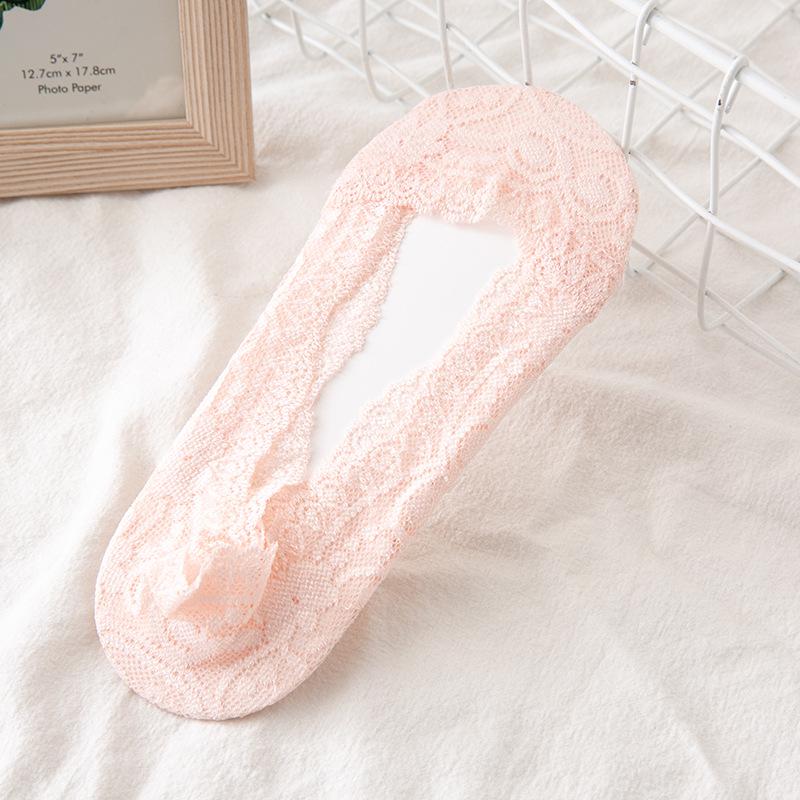 Women's Summer Ice Silk Low-Cut Invisible Lace Socks - Breathable, Anti-Slip, Super Thin