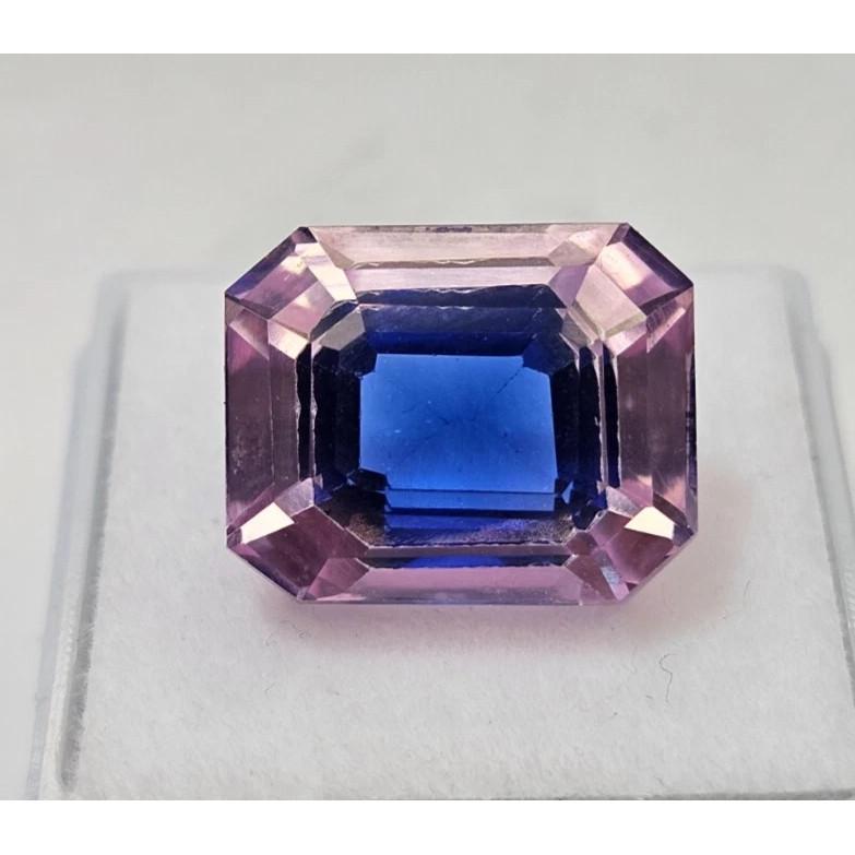 Beautiful Pitambari Sapphire Bi-Color Emerald Cut 20+ Ct Certified Gemstone