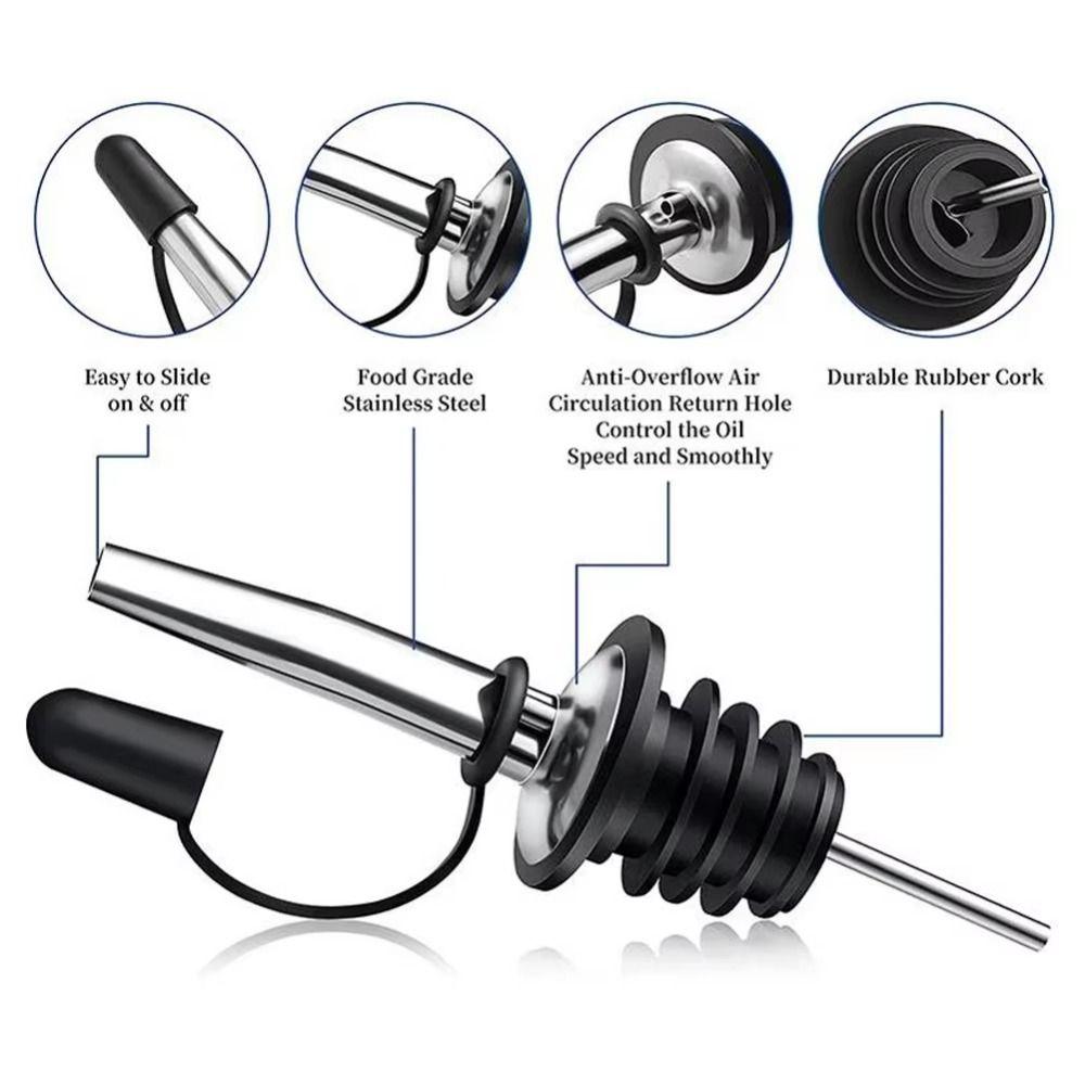 6/12Pcs with Rubber Dust Caps Liquor Bottle Pourers Self-closing Olive Oil Dispenser Spout  Vinegar