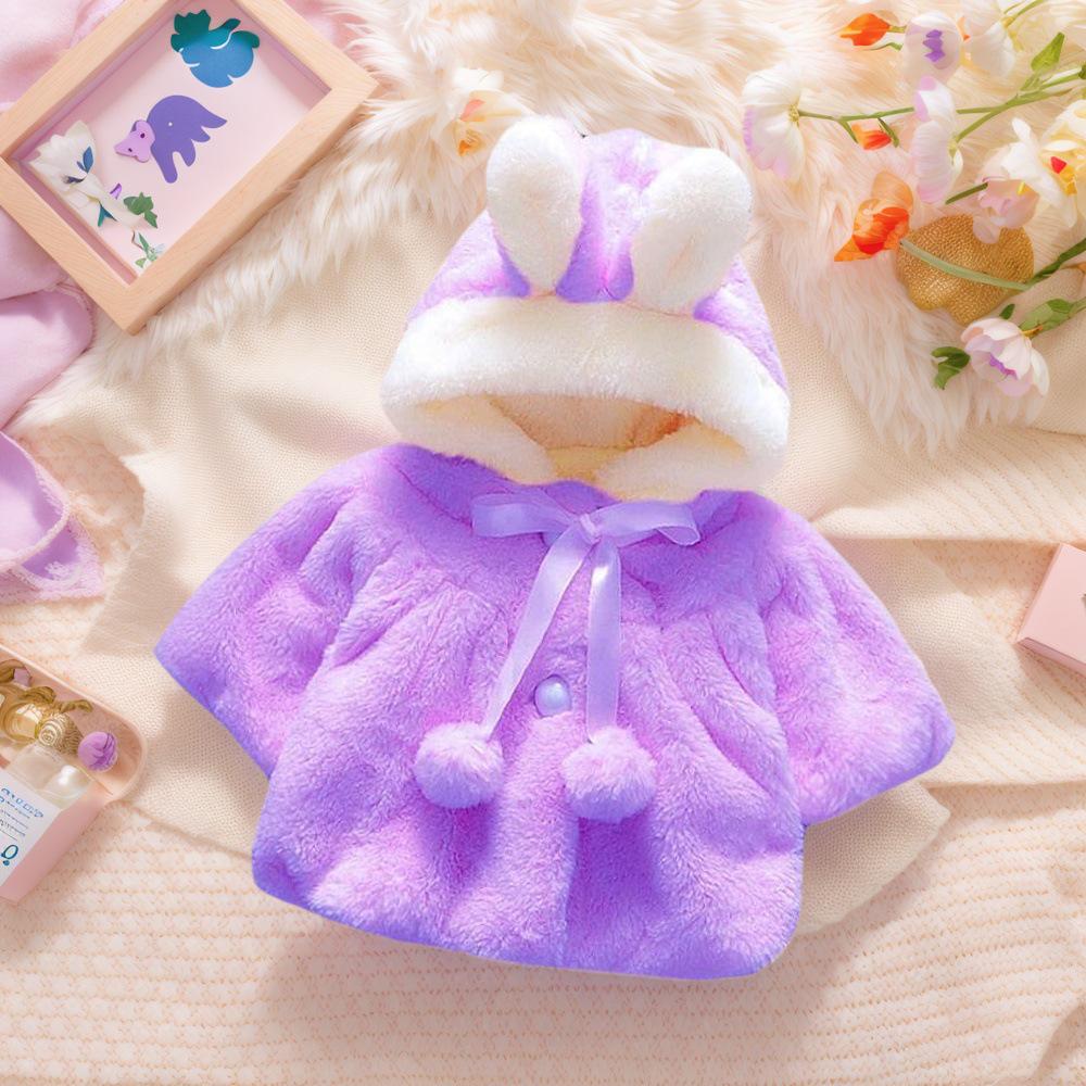 Girls' New Hooded Furry Cape Coat - Winter Faux Fur Shawl Sweater for Dolls