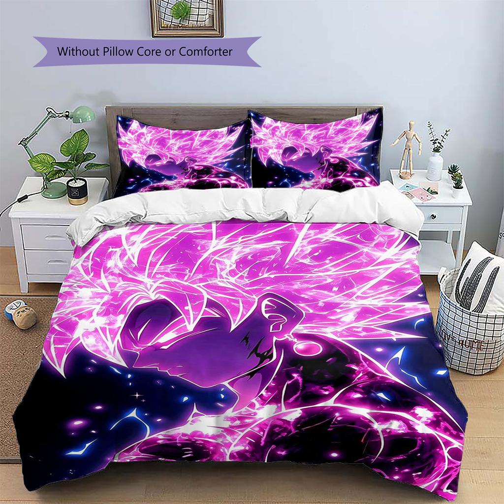 Goku Patterned Pillowcase & Duvet Cover Set Bedroom Decor Bedding with Anime Theme Perfect Present for Lovers.-TING