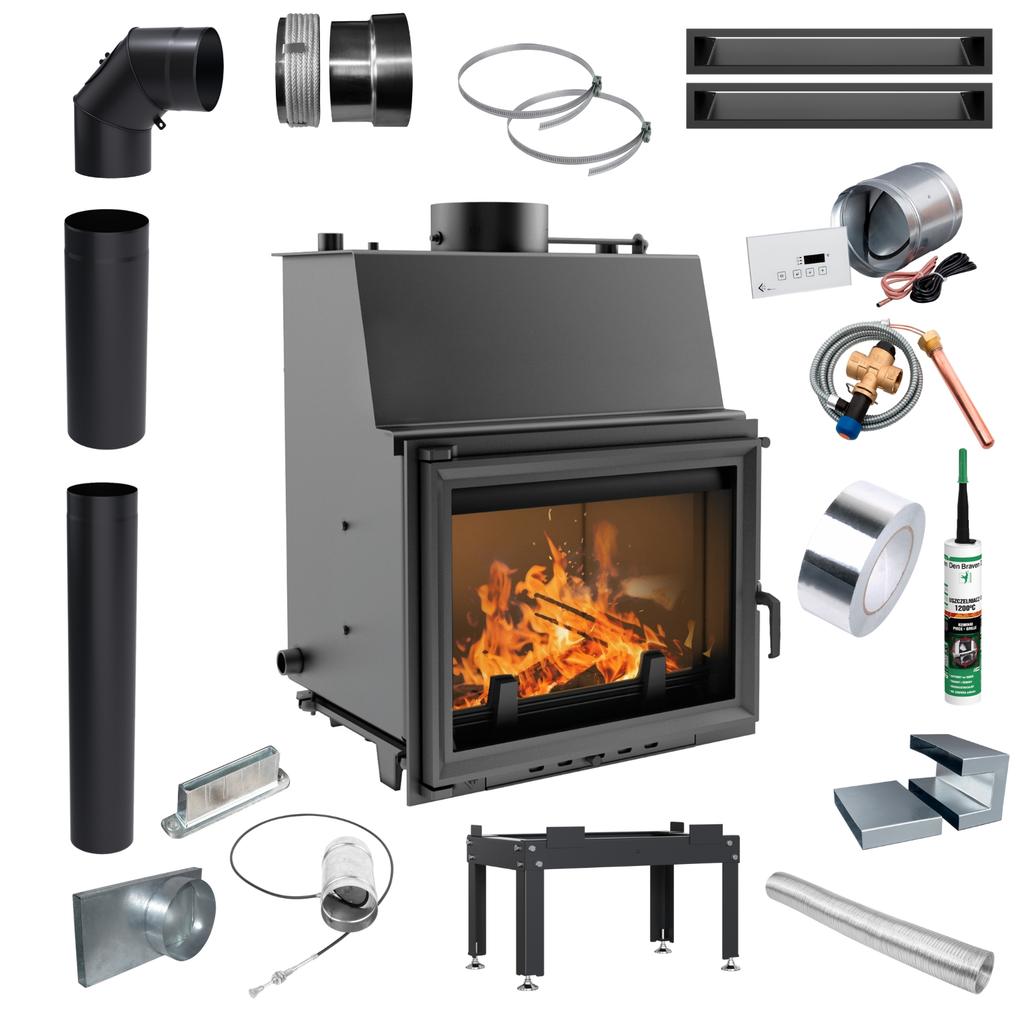 Water Heating Fireplace Insert ZUZIA KRATKI 12 kW Ø 200 Set