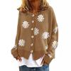 Women S Long Sleeve Knit Cardigan Floral Embroidered Loose Fit Daily Urban Wear