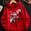 Santa Claus Playing Basketball – Trendy Casual Hoodies for Boys and Girls (Autumn/Winter), Suitable for Outdoor Activities