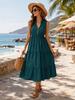 Womens 2026 Summer Sleeveless Shirt Dress Collar Striped V Neck Casual Midi Dresses