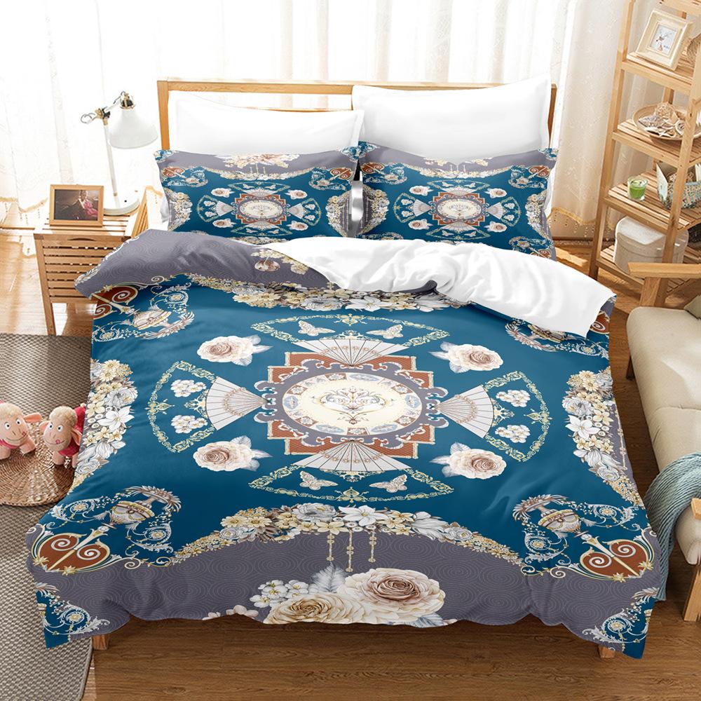 3D Single/double Bed Bedding Set with Palace Style Retro Flower Down Duvet Cover 2/3pcs AU210 * 240 Full Size Quick Drying Soft Home Textile