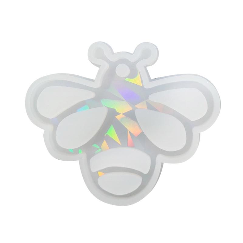 Animal Resin Mold Holographic Cute Bee Silicone Mold Rainbow-Light Effect Keychain Pendant Mold Epoxy Casting Craft