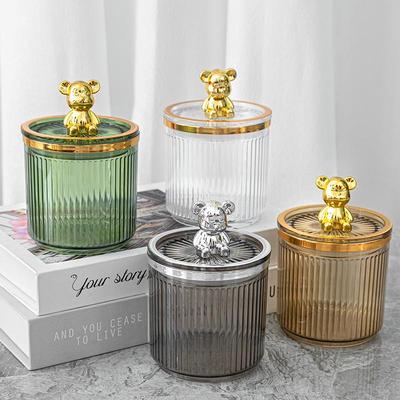 Luxury Cotton Swab & Makeup Storage Box - Dustproof Toothpick & Floss Holder with Bear Design