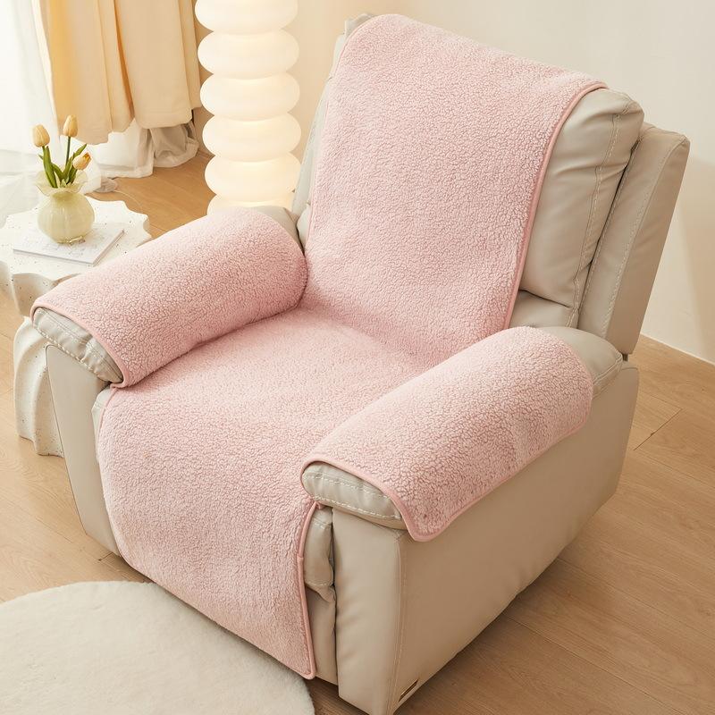 

1pcs Seater Non-Slip Lamb Plush Recliner Sofa Mat Relax Armchair Covers Solid Color Dog Pet Kids Sofa Protector For Home Decor 56x207cm 1pcs