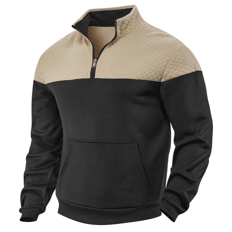 Lässiges Herren Sweatshirt mit Farbblockdesign, locker, übergroß, Stehkragen, Reißverschluss