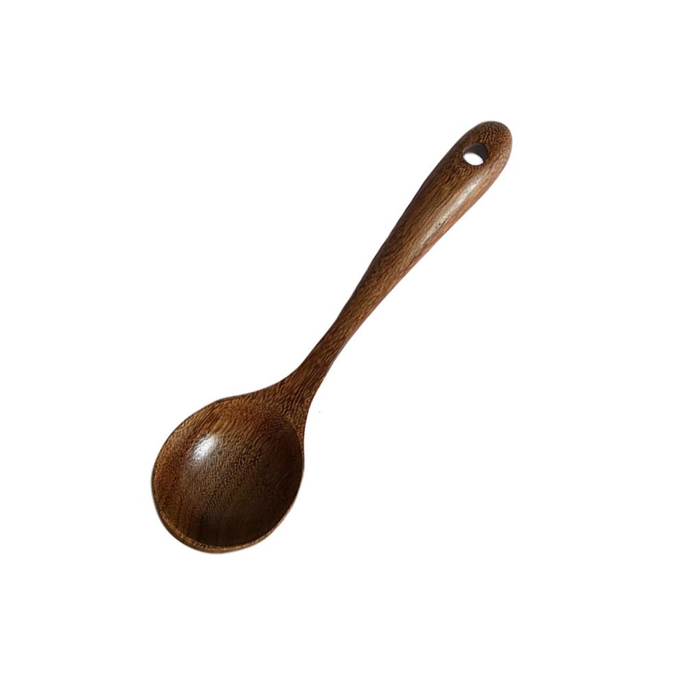 Small Size Wooden Kitchen Gadget Curved Handle Soup Ladle for Easy Washing Leak Proof Cooking Scoop Ideal for Home Restaurant