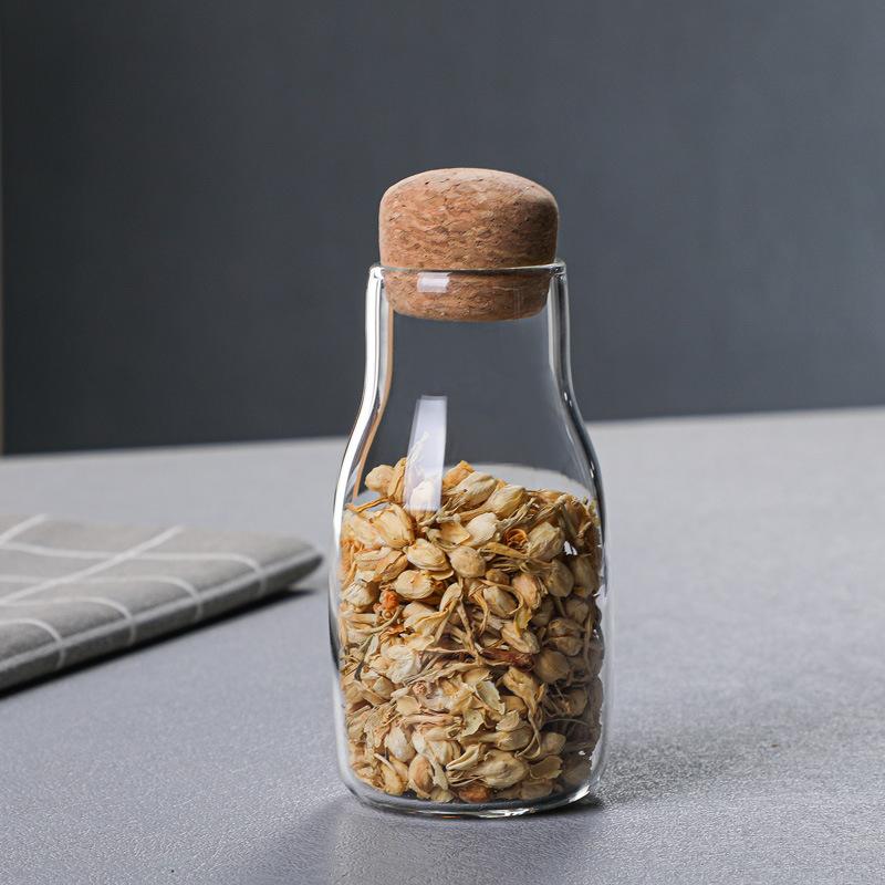 Glass Storage Jar Cork Sealed Jar Household Kitchen Grain Coffee Bean Storage Jar Milk Bottle Storage