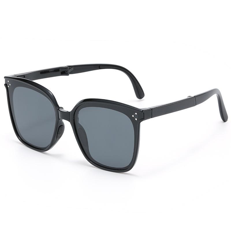 Folding sunglasses women's new high-end large frame driving special sunscreen sunglasses men's UV protection