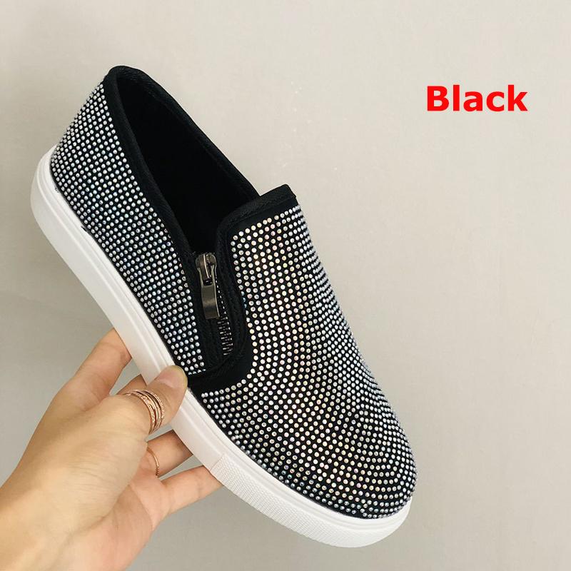 women casual rhinestone slip on platform heels