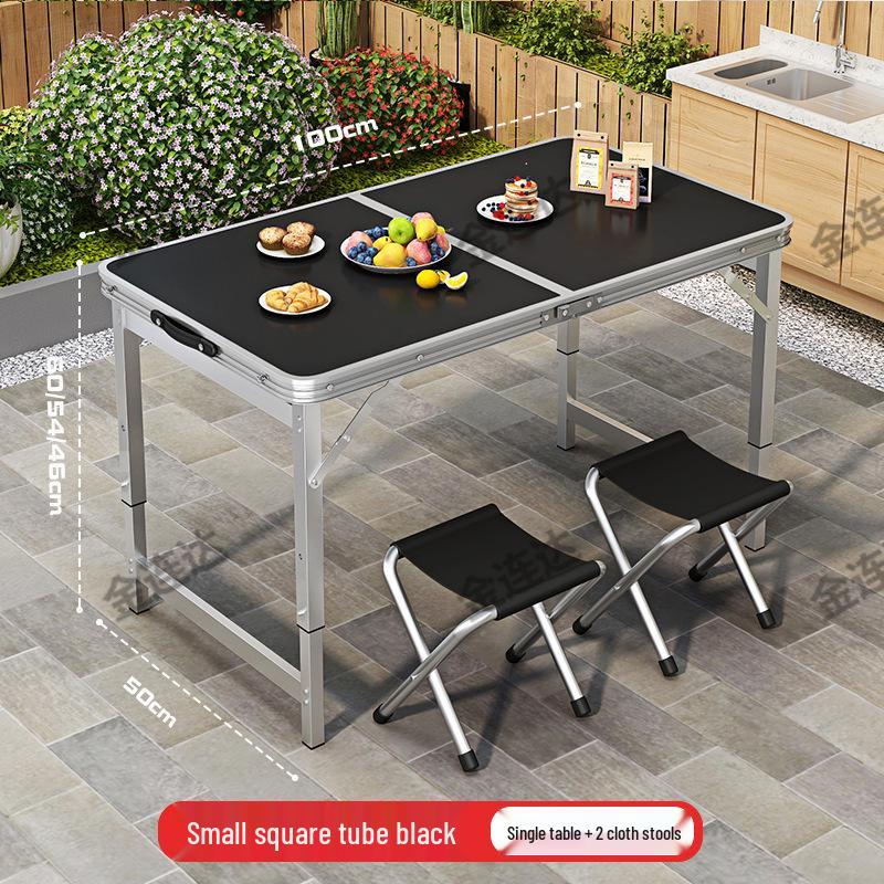 Portable Aluminum Folding Table for Outdoor Dining and Market Stalls - Adjustable and Compact