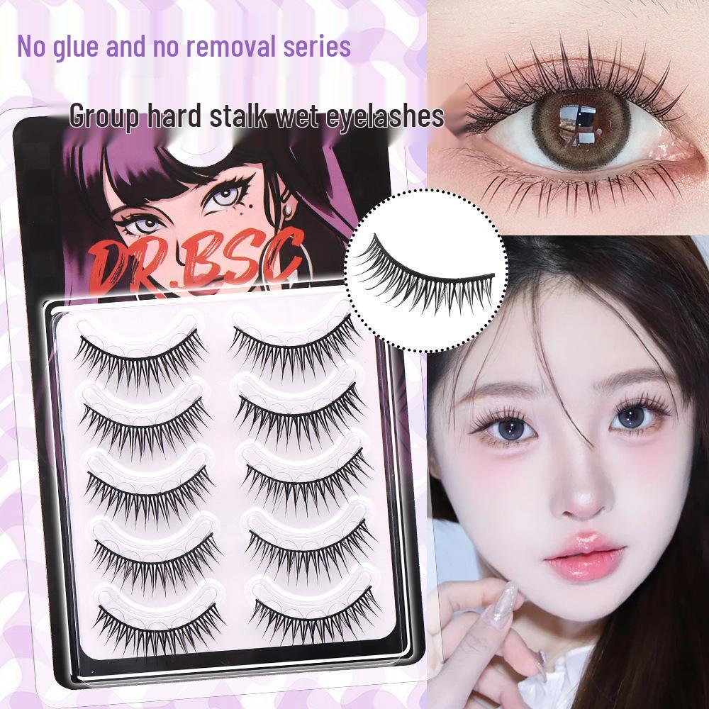 Korean One-Piece Wet Look False Eyelashes: Double Eyelid Support, Natural Style, Dense for Beginners
