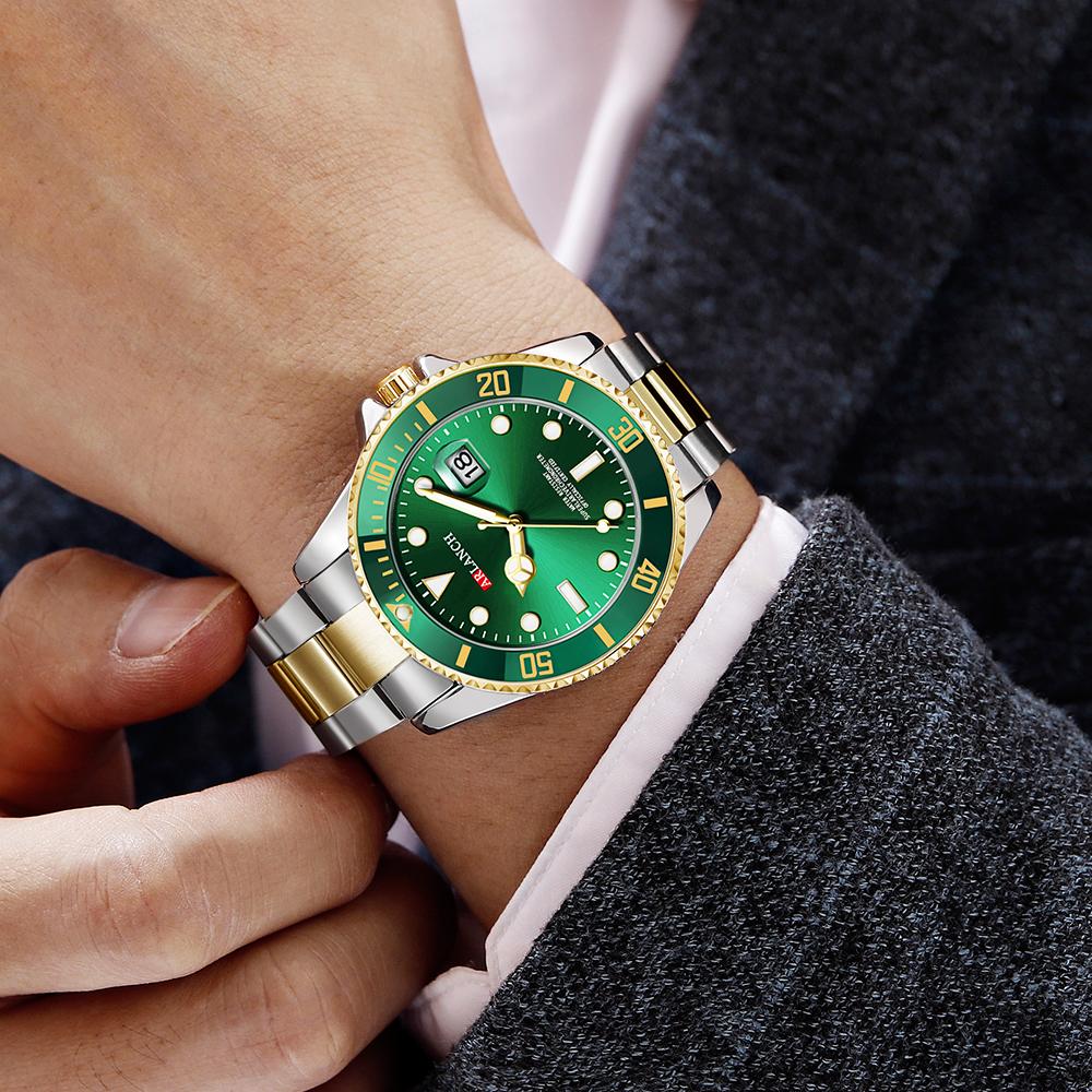 Business Men's Watch Fashion Trend Stainless Steel Green Ghost Diver Series Blue Gradual Gold Classic Men's Quartz Watches
