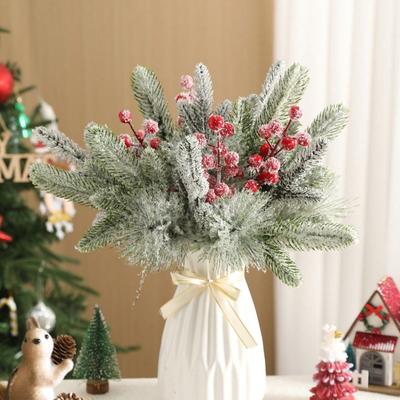 4/8/12Pcs Artificial Pine Needles Berry Fake Plant Christmas Tree Decoration for Xmas Garland Ornament Home Decor 2026 Accessory