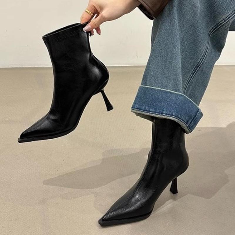 Ladies Shoes 2026 High Quality Back Zipper Women's Boots Fashion Office and Career Sexy Pointed Toe Best Seller Ankle Boots