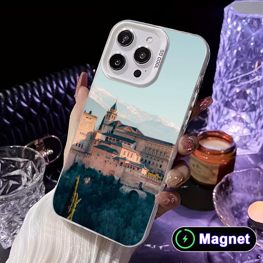 

Spain Alhambra Granada White Translucent MagSafe Mobile Phone Case for iPhone 17 16 15 14 13 12 11 X XR XS Air Pro Max Plus iPhone 15 Plus