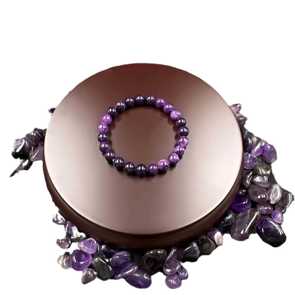 Purple Dragon Stone Adjustable Beaded Bracelet with Elastic Cord